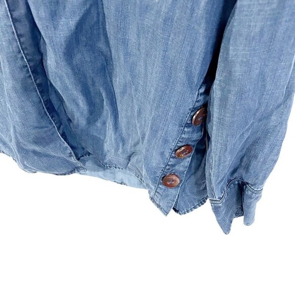Soft Surroundings Womens Button Up Shirt Blue Denim Long Sleeve Collar Slit S - Picture 3 of 8